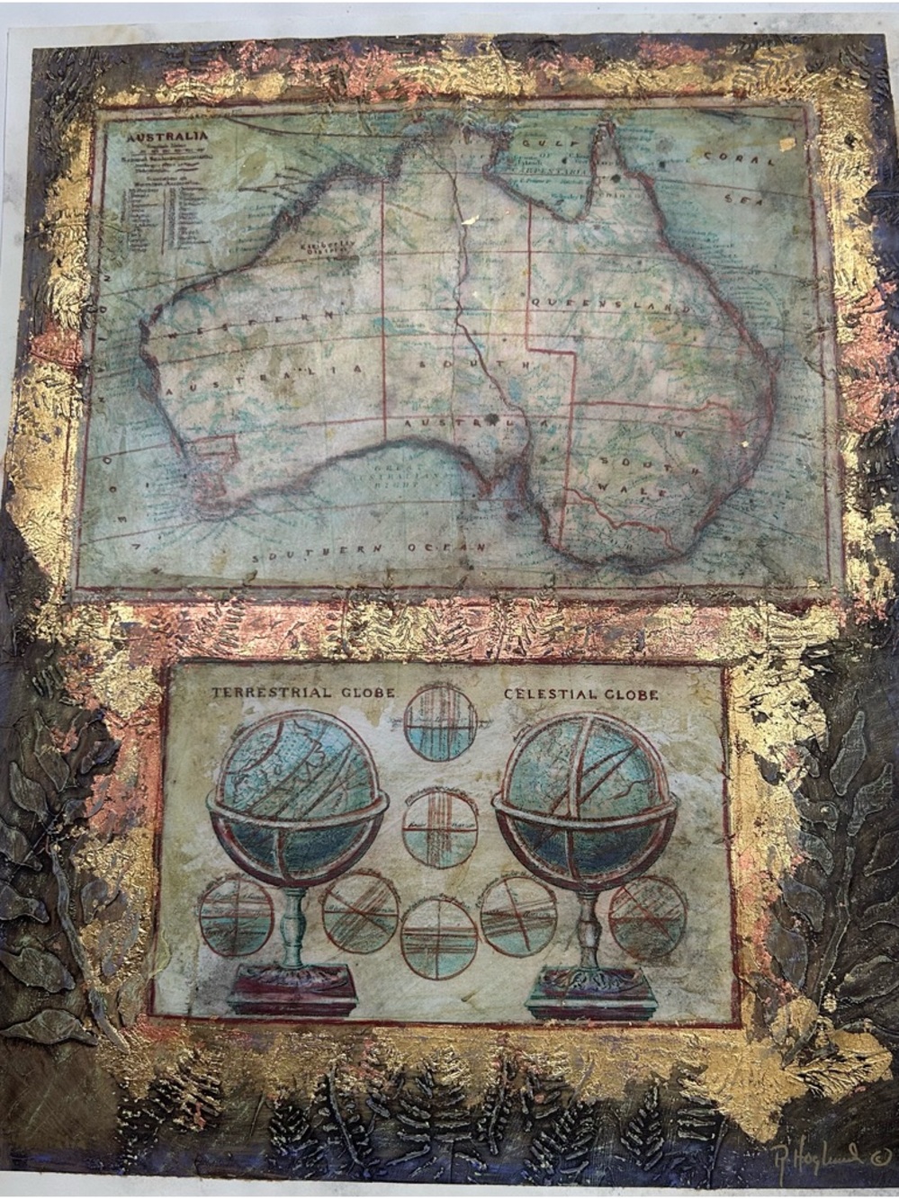 Vintage Style Map Painting 16x21